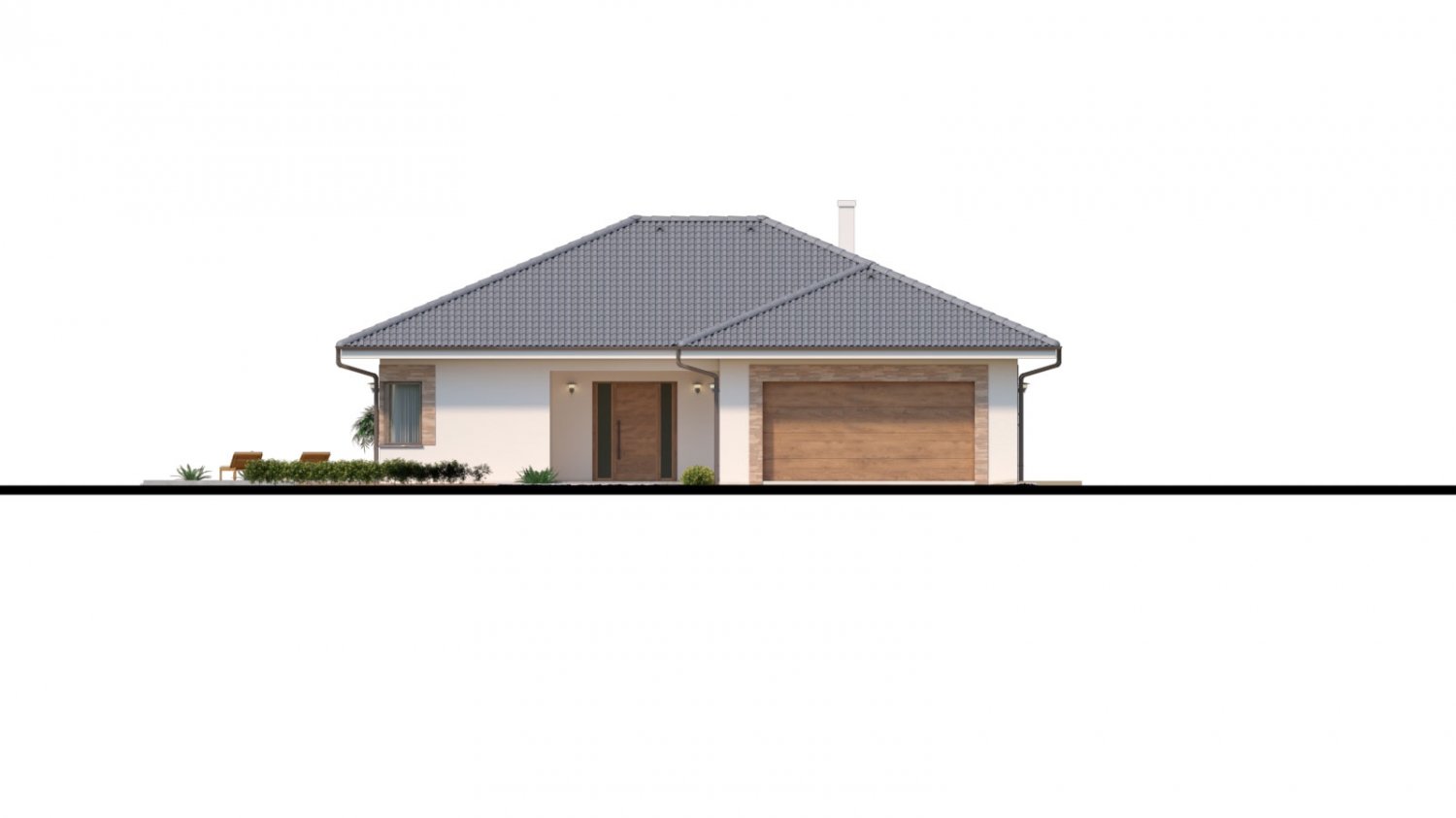 Dom roka 2018 - projekt murovaného domu do tvaru L s átriom, dvojgarážou a možnosťou pristavať naviac 2 izby.